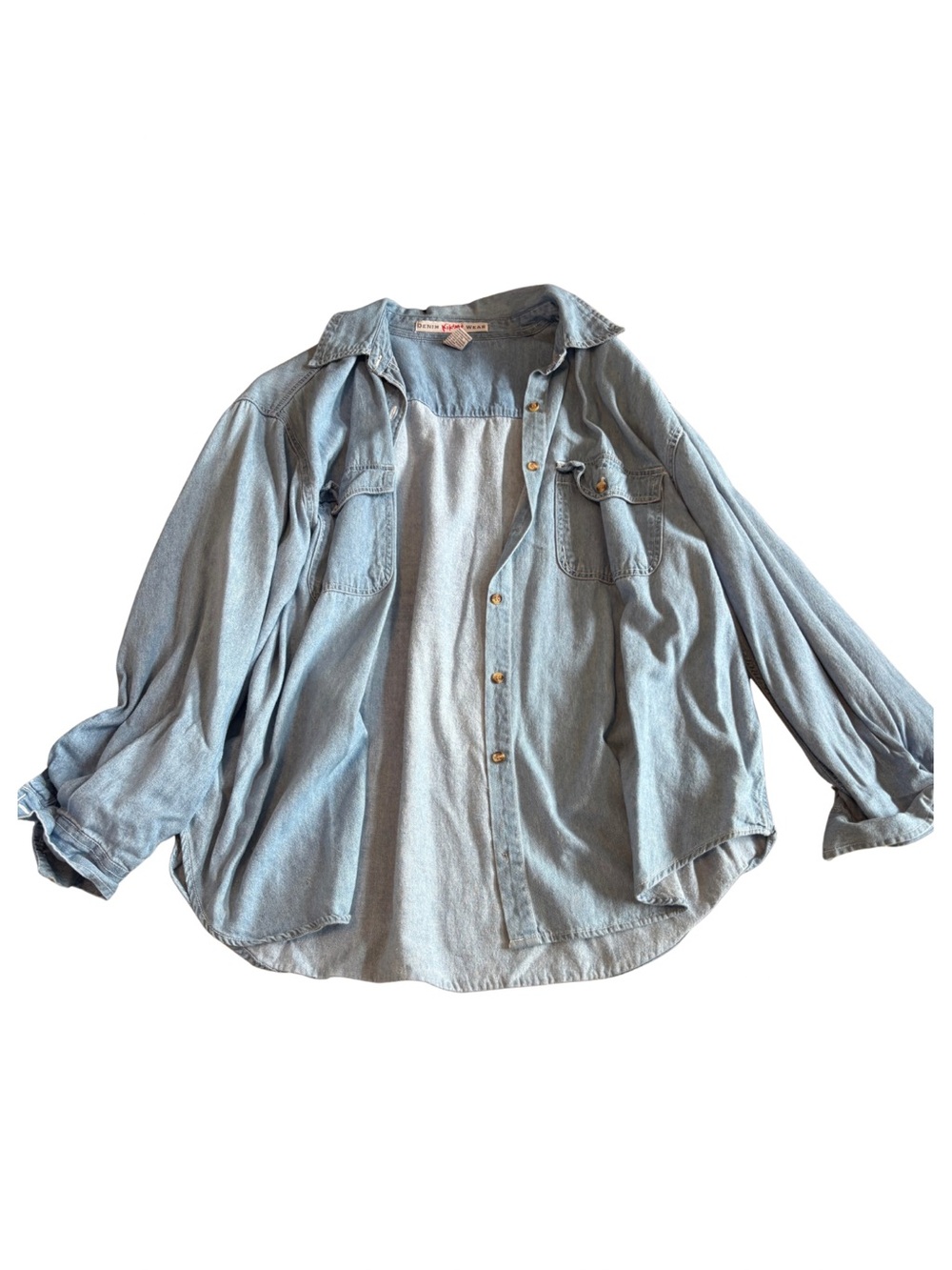 Light Blue Denim Button-Down Shirt - Women's Oversized